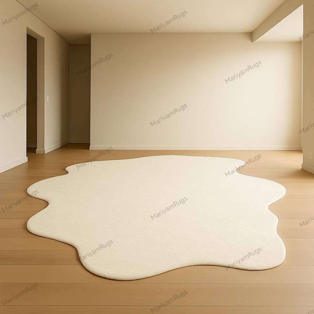 Cloud Shape Rug Cloud Shape Organic Rug | Minimalist Cream Area Rug | Irregular Shaped ...