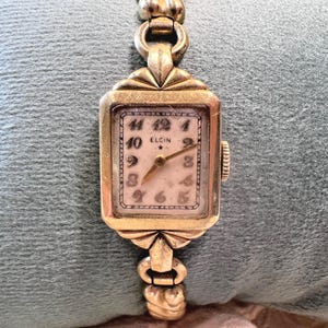 Elgin Vintage Ladies Watch – Dainty 10K Gold-Filled – 1950s American Made – Working – 1953 Spiedel Band – Mechanical Manual Wind – MCM
