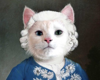 The Queen's Shoemaker Cat Portrait: Antique Style Giclee Art Print