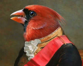 Cardinal Ambassador Giclée Print, Antique Portrait Style