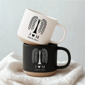 Personalized 9th Anniversary Willow Mug, Custom Pottery Mug for Couples, Wedding Anniversary Gift for Husband Wife