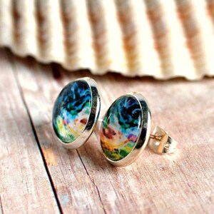 stud earrings, colorful jewelry, rainbow earrings, bohostyle, post earrings, gift idea, under 15 image 2