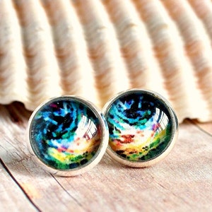 stud earrings, colorful jewelry, rainbow earrings, bohostyle, post earrings, gift idea, under 15