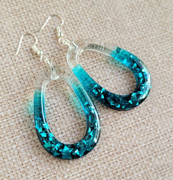Teal drop earrings sale