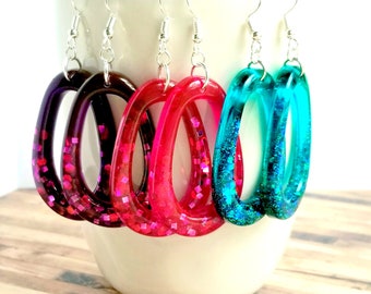 earrings, drop dangle, resin jewelry, drop earrings, gift for her, gift for women, under 20