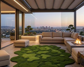 Moss Rug Hand Tufted | Organic Green | Wool | Living Room | Custom