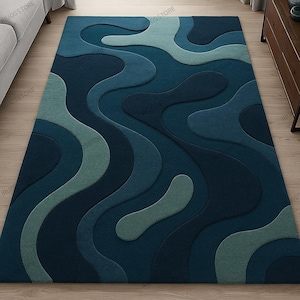 Hand-Tufted Wool Leaf Rug: Green Nursery Playroom Carpet