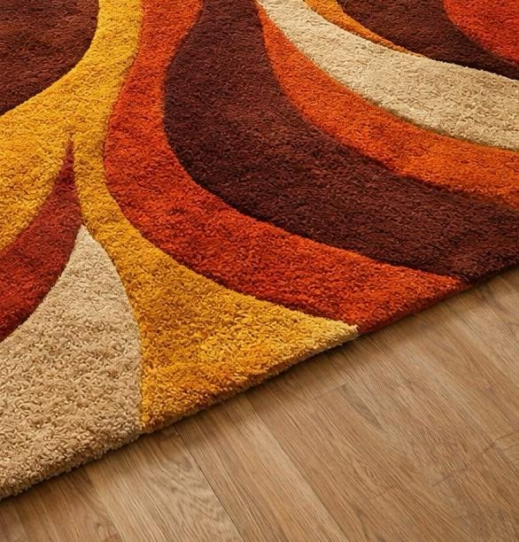 Mid Century Abstract Wave Rug | Retro Wavy Tufted Area Rug | Handmade ...