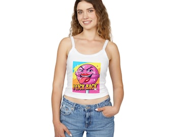Débardeur à bretelles fines I lick Back pour femme - Haut de festival graphique amusant à sucettes