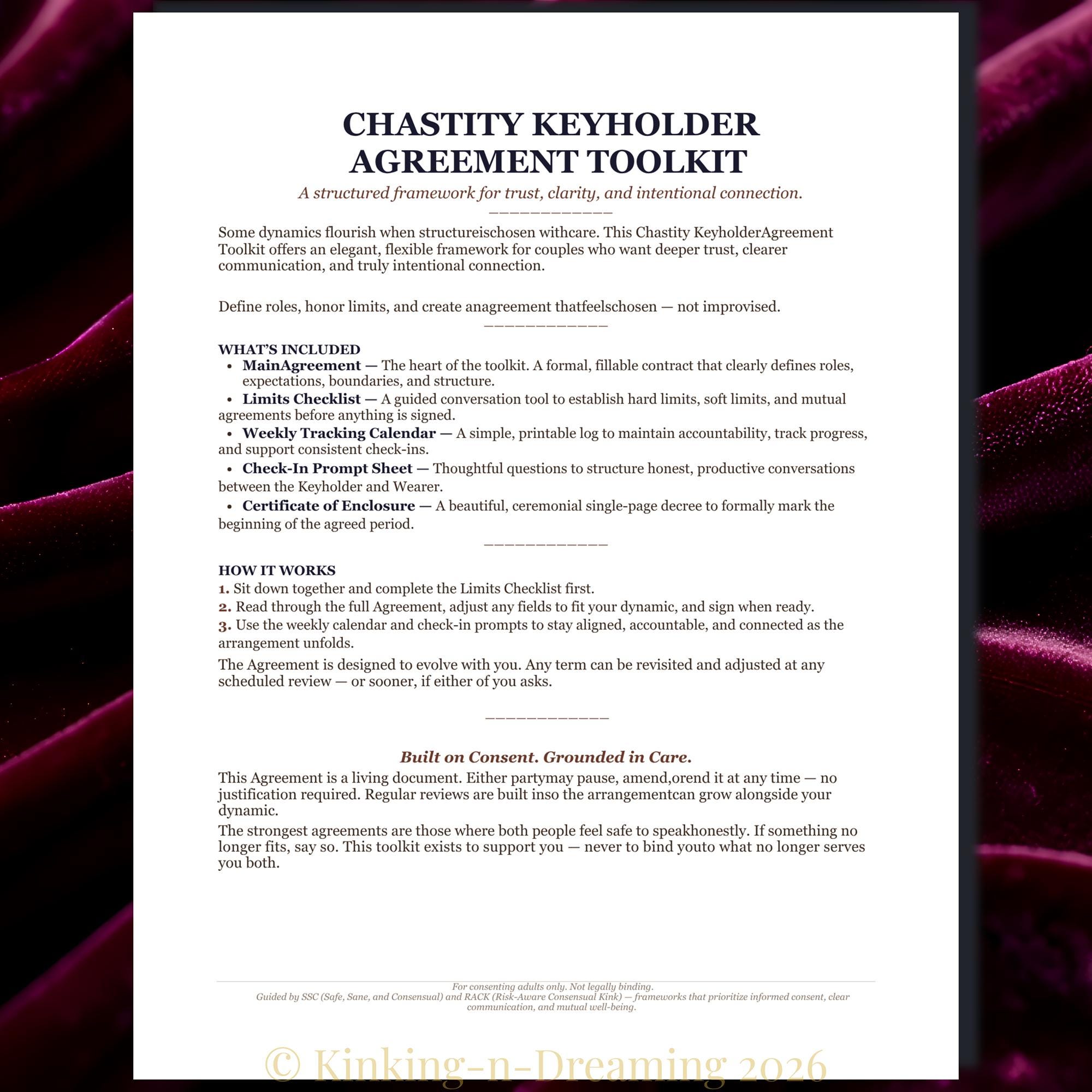 Key Holder Checklist.pdf Chastity Keyholder Contract Template | Editable Canva Agreement With ...