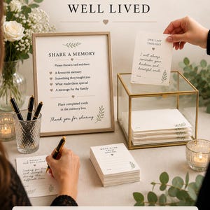 Share a Memory Cards Printable | Funeral Memory Station | Celebration of Life Guest Book Alternative | Memorial Cards Funeral Sign Memorial