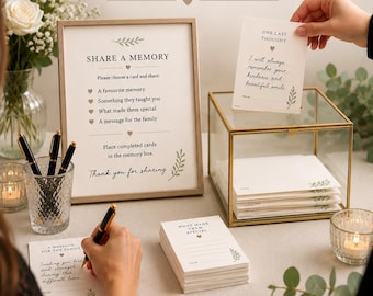 Share a Memory Cards Printable | Funeral Memory Station | Celebration of Life Guest Book Alternative | Memorial Cards Funeral Sign Memorial