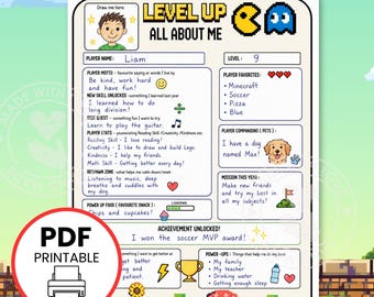 All About Me, Gaming Theme Classroom, Back to School Worksheet, Get to Know Me, First Day of School Activity, Teacher Resource, Backtoschool