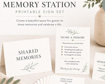 Share a Memory Cards Printable | Funeral Memory Station | Celebration of Life Guest Book Alternative | Memorial Cards Funeral Sign Memorial