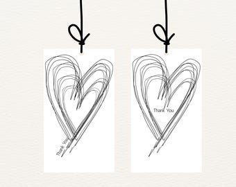 Love Heart Gift Tags: Printable Thank You Tags (Digital Download PDF)