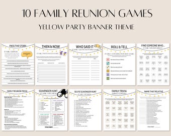Family Reunion Trivia Games Bundle: Editable Canva Template (Digital Download)