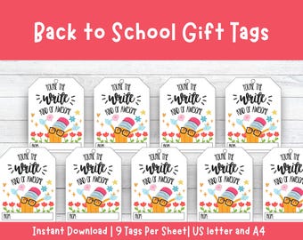 Back to School Treat Tag for First Day of School Gift from Teacher Pen Gift Tag Favor   Teacher Gift Printable Teacher Gift Tag for Children