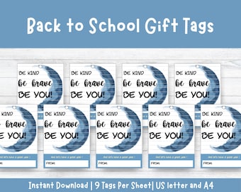Back to School Treat Tags and Gift Tags, Printable Class Favors,  First day of School Teacher pen gift, Teacher gift tag, Instant Download