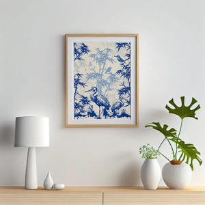 Vintage Japanese Stork Print | Vintage Art Print | Japanese Decor | Bird Print | Colorful Print