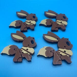 Set of 4 - 3D Printed Eevee Flexi Toy