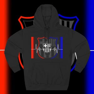 FCB Barcelona Heartbeat Hoodie, Soccer Fan Sweatshirt, Sports Lover Pullover, Team Supporter Jacket, Athletic Apparel