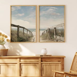 Beach Wall Art, Set of 2 Prints, Neutral Beach Wall Art Pastel Beach Print Coastal Art Wave Wall Art Beige Muted Palette Art Ocean Picture