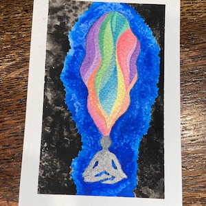 Cartão postal de meditação pintado à mão