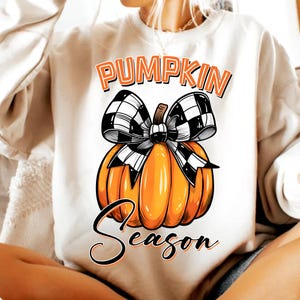 Pumpkin Season PNG, Retro Halloween PNG, Preppy Pumpkin Bow Png, Halloween Shirt Png, Trendy Fall Pumpkins, Spooky Season Png