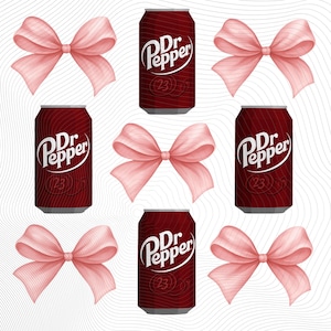 Dr Pepper Coquette PNG, Preppy Pink Bow Soda PNG, Girly Aesthetic Dr Pepper Sublimation, Cute Drink Clipart, Coquette Digital Download