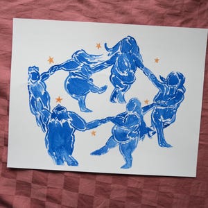 Fat Dancers Watercolour A4 Art Print