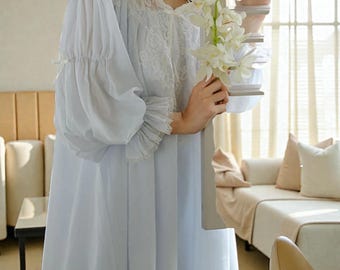 Camisón de algodón con encaje victoriano para mujer, con cuello en V y volantes, vestido de noche romántico de cuento de hadas, camisón de novia, regalo de luna de miel, primavera-verano.