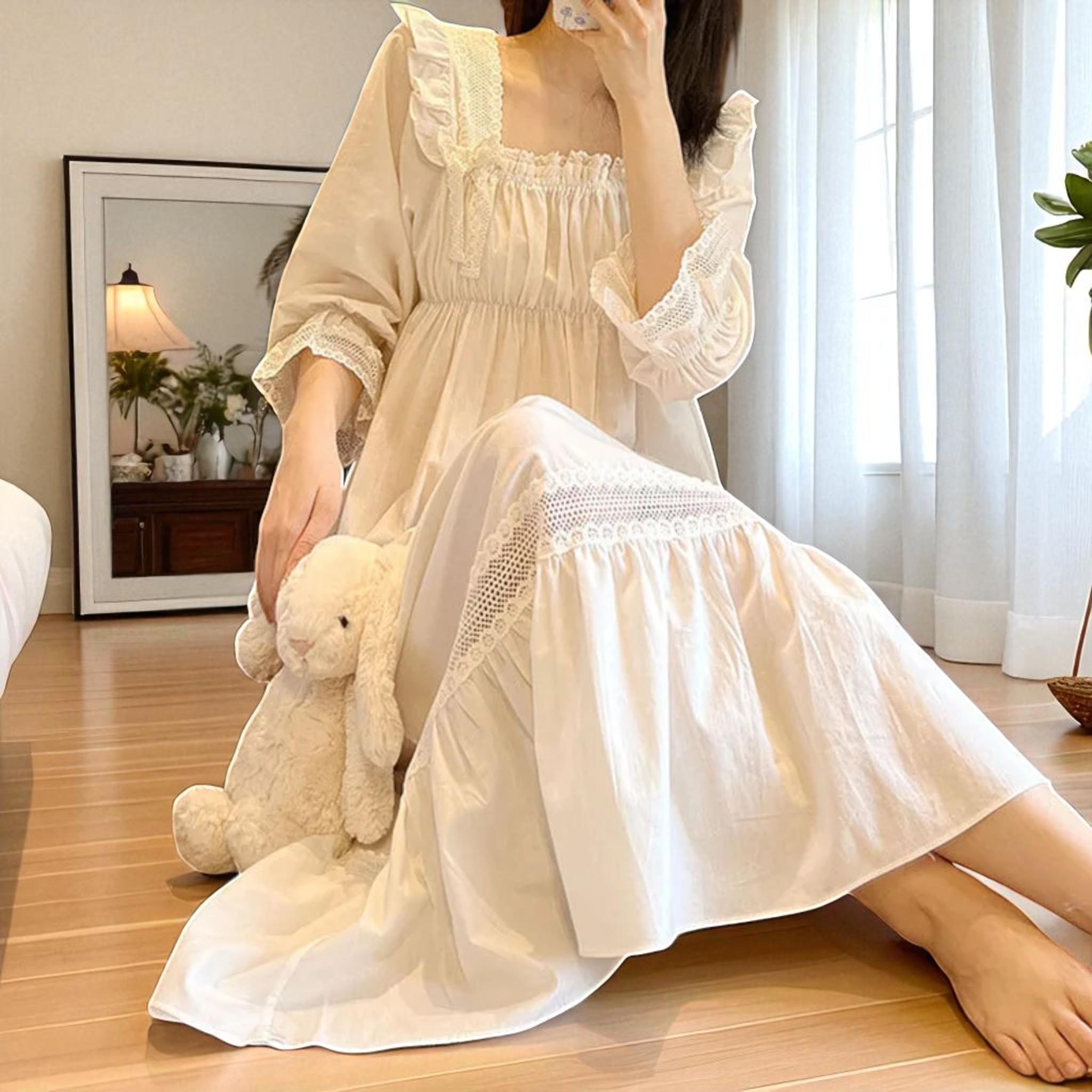 cute sleep dress Sweet and Cute Style Home Nightdress with Boat Neck, Sleeveless Design, and Knee-Length Fit for Summer in Moderate Fabric