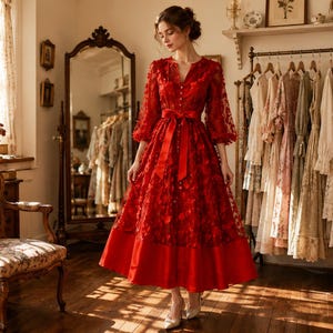 petite red formal dress for Women robe Balmain