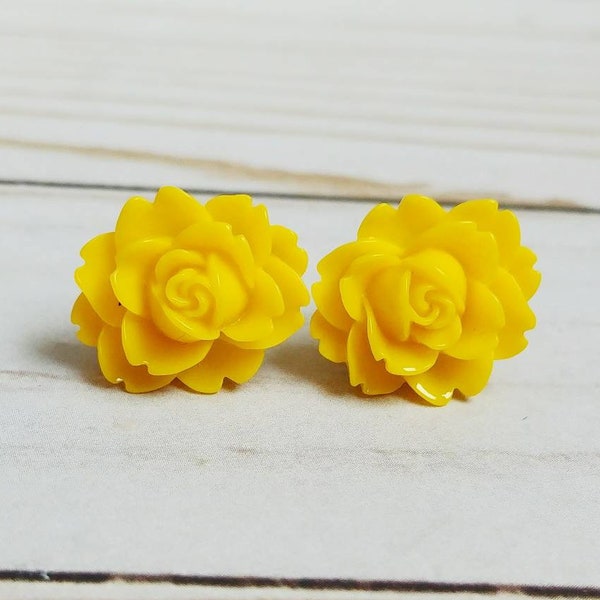 Large Rose Plugs for Gauged Ears 3/4 Inch, 5/8 Inch, 9/16 Inch, 1/2 Inch, 00g, 0G, 2G, 4G , 6G, 4mm, 5mm, 6mm, 8mm, 10mm, Choose your color