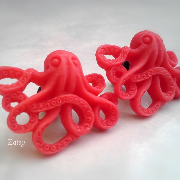 Tacos de pulpo para oídos calibrada, Aqua, melocotón, rojo, tamaño de 1 pulgada, 7/8, 3/4, 5/8, 9/16, 1/2, 00, 0, 2, 4, calibre 6, pendientes