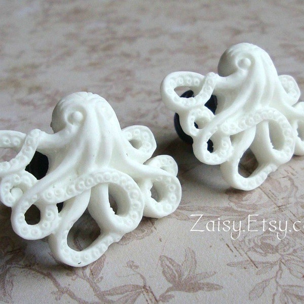 Octopus Plugs for Gauged Ears Sizes 00g, 0G, 2G, 4G , 6G, 4mm, 5mm, 6mm, 8mm, 10mm, Also Available for Pierced Ears