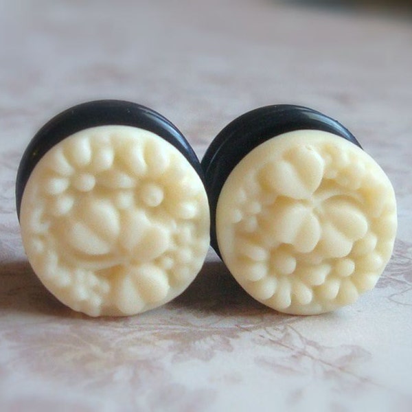 Bohemio crema tapones para oídos estirados, tamaño 3/4", 5/8", 9/16 ", 1/2", 00g, 0g, 2g, 4g, 6g, 4mm, 5mm, 6mm, 8mm, 10mm, 12mm, 14mm, 15mm