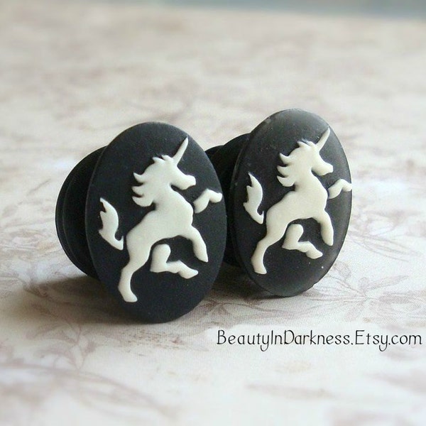 Unicornio tapones para oídos estirados, tamaños 1/2 pulgada, 00g, 0 G, 2G, 4G, 6G, 4mm, 5mm, 6mm, 8mm, 10mm, 12,7 mm, también para perforado oídos