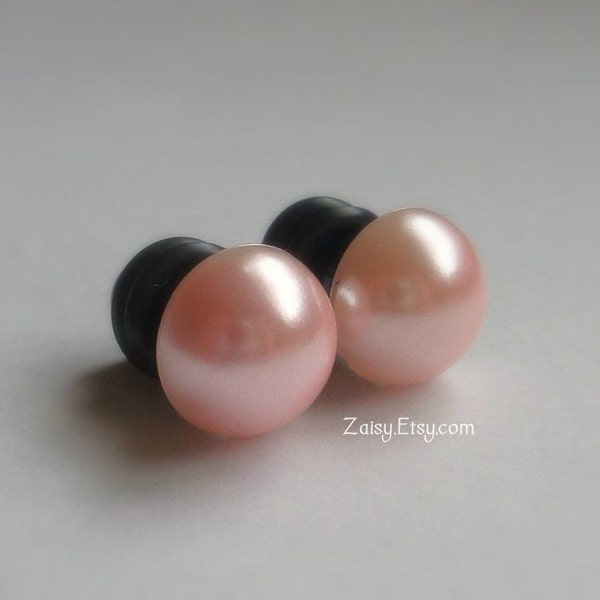 Tapones de perla para orejas calibradas, elija su color, tamaño 1/2 pulgada, 00, 0, 2, 4, 6, calibre, también disponible como pendientes regulares