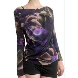 Versace Jeans Couture VJC Abstract Mesh Top XS | Y2K Italian Designer Viscose Blouse