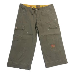 90s/Y2K Era Olive Green Cargo Capris with Orange Details