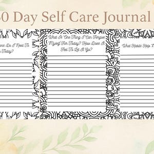 Self Care Journal – Printable & GoodNotes Digital Journal | Daily Mindfulness Prompts + Coloring Design