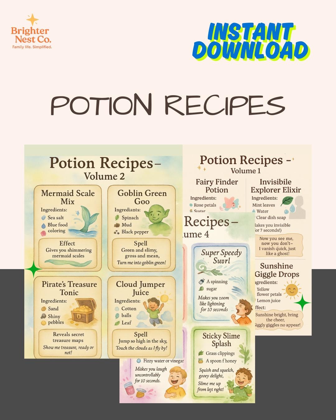 Magic Potion Recipes for Kids Printable, 30 Magical Garden Motion ...