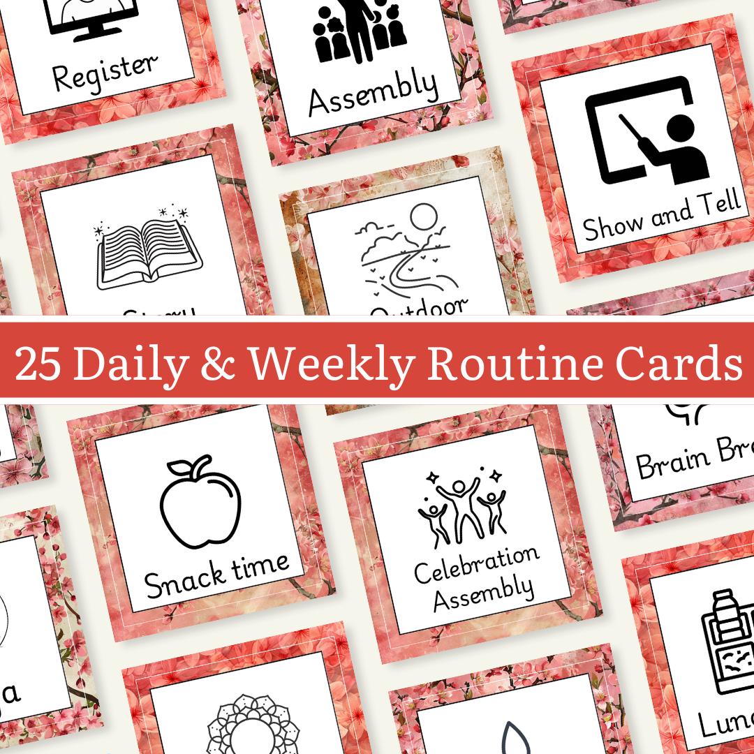 Editable Visual Timetable Blossom | 90+ Routine Cards for KS1 & KS2 ...