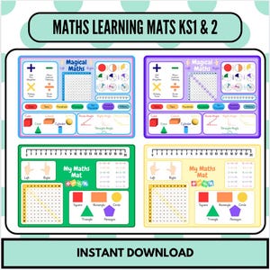 KS1 & KS2 Maths Desk Mats – Printable Classroom Helper for Students – Editable Maths Learning Resource – 2 Colour Themes – Homeschool Tool