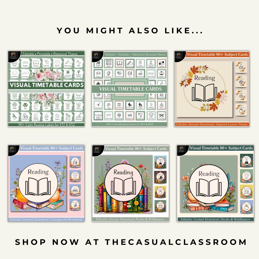 Editable Visual Timetable Blossom | 90+ Routine Cards for KS1 & KS2 ...