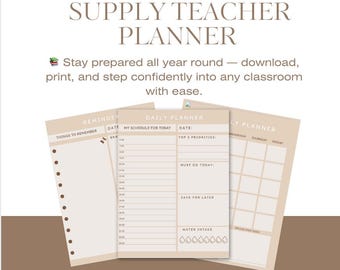 ADHD-Friendly Supply Teacher Planner | Calm & Printable Relief Teaching Organizer | Undated, Neurodivergent-Inclusive PDF