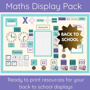 KS1 & KS2 Editable Maths Display Pack Pastel – Printable Classroom Posters –  Number Wall – Pink, Cream, Purple and Blue Decor for Teachers