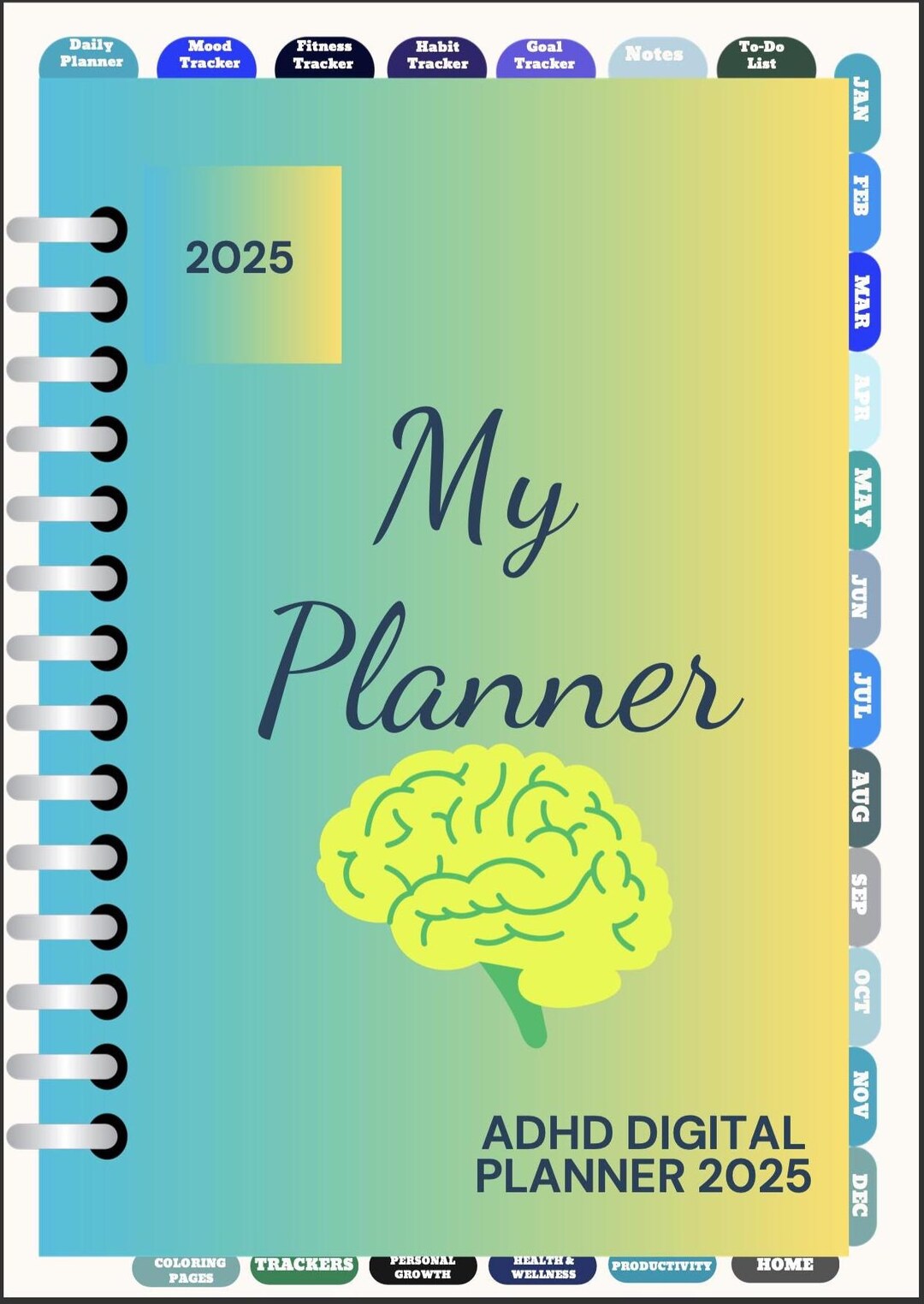 ADHD Digital Planner for Goodnotes 2025, Neurodivergent Daily Monthly ...