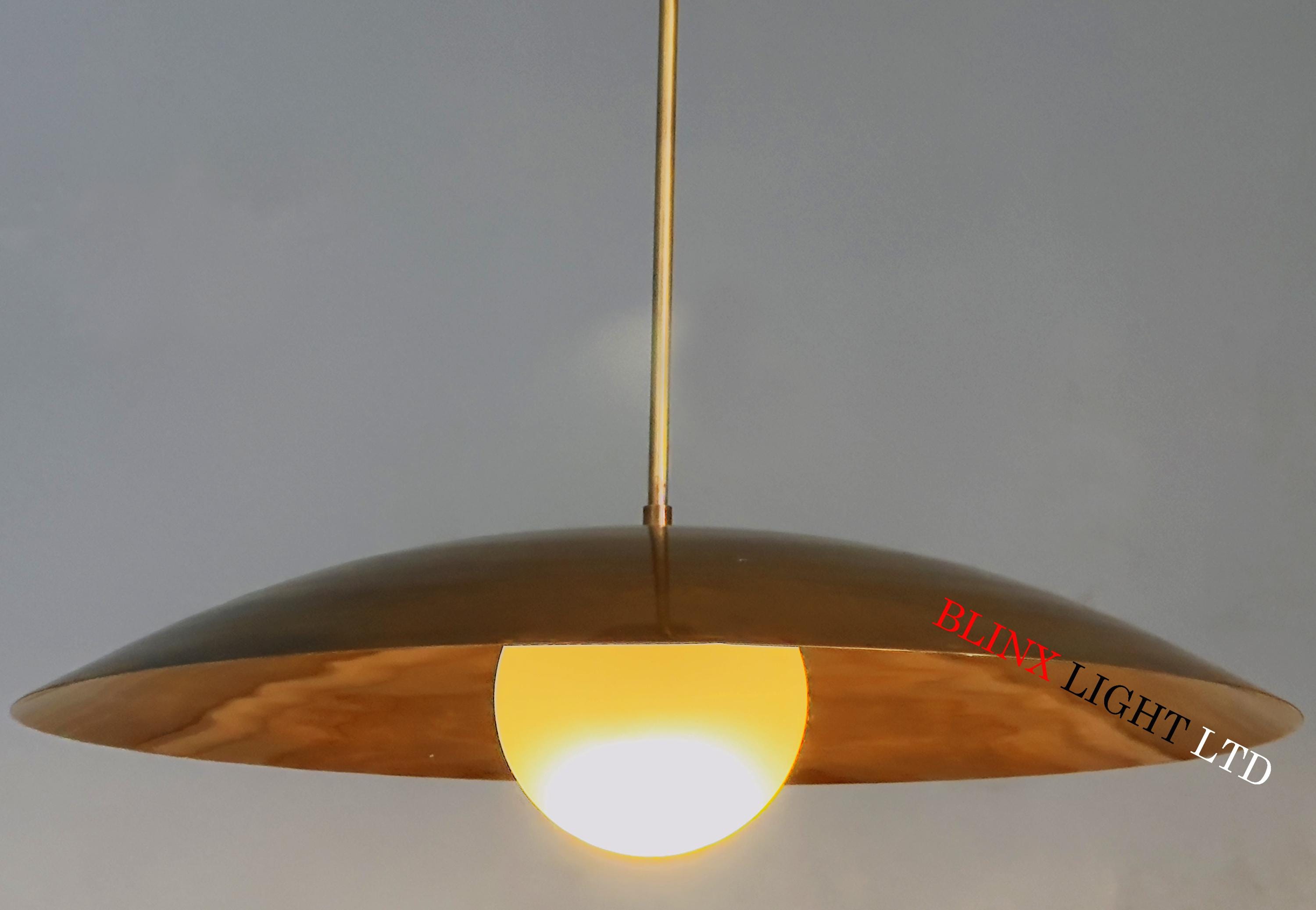 Lustre Spoutnik en laiton : suspension moderne à 2 lumières du milieu du siècle